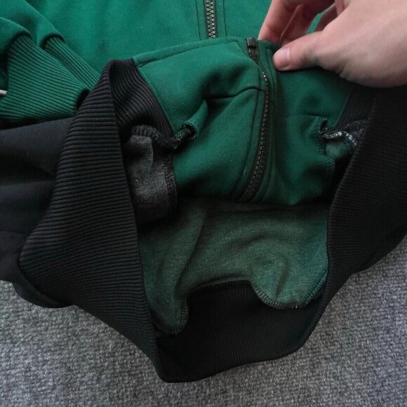 Adidas Sweatshirt Men's Small Green Striped Full Zip Soccer Athletic Wear - Picture 11 of 15